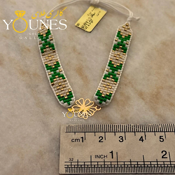 دستبند سبز میوکی گل طلا